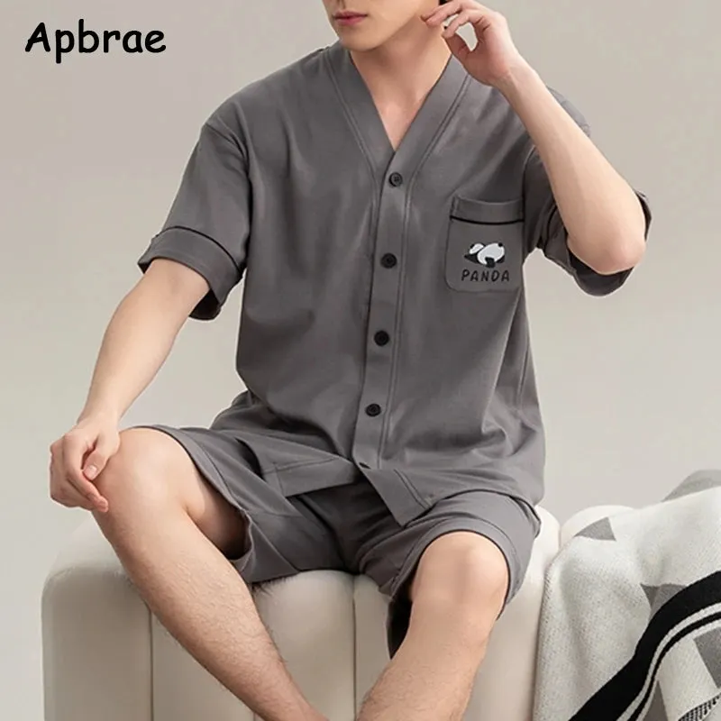 100% Pure Cotton Pajamas for Men Summer Man Pijamas Plus Size L-3XL Short Sleeve Kimono Sleepwear Plaid Print Pajama Set