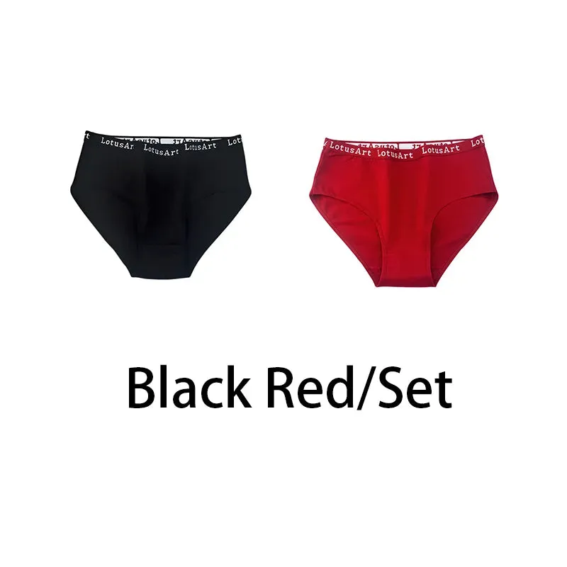 2PCS/Set Women Cotton Solid Panties Sexy Plus Size Underwear Letter Lingerie High Waist Comfor Briefs