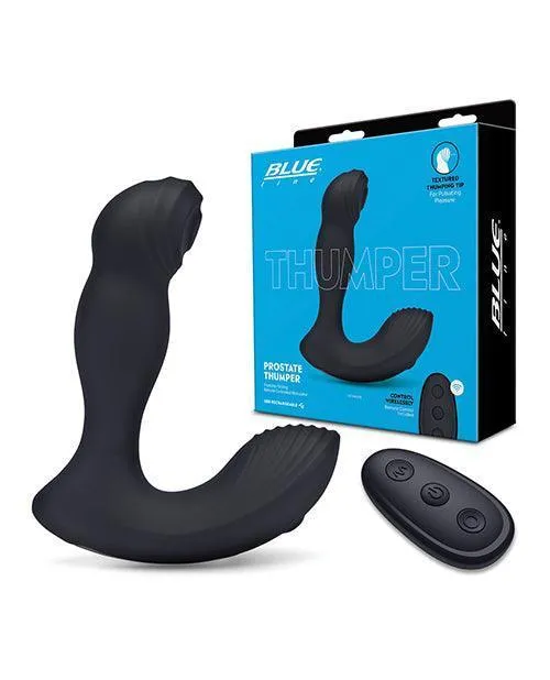 Blue Line Vibrating Prostate Thumper W-remote - Black