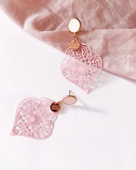 Blush Concrete with Pink Lace Earrings