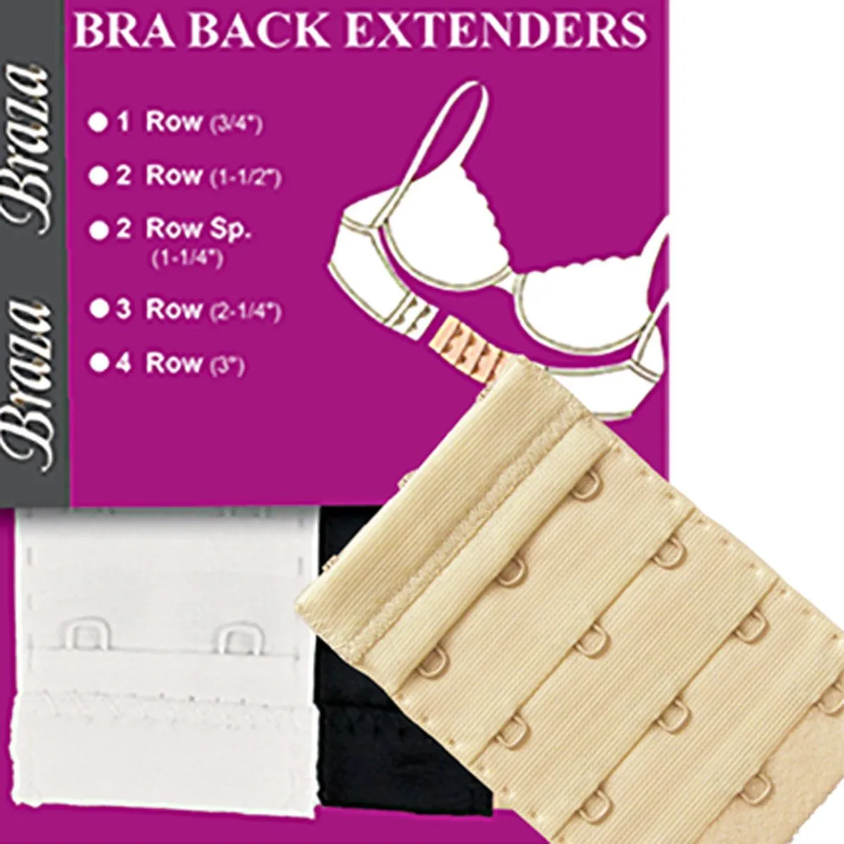 Braza Bra Back Extender 3 Hook, Black