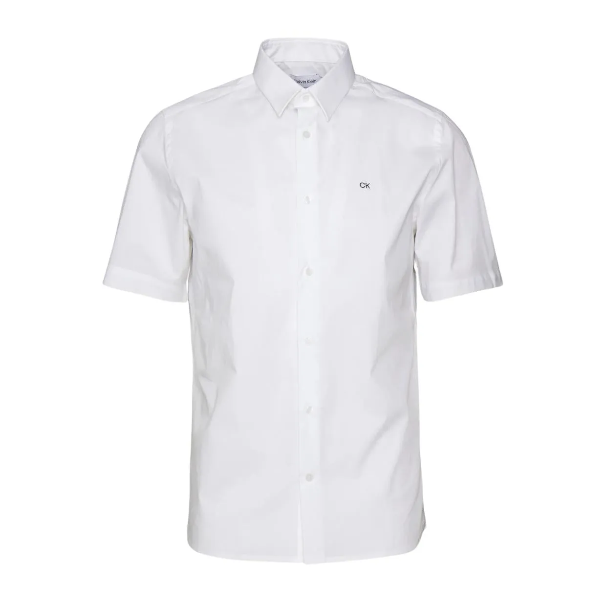 Calvin Klein Stretch Poplin Short Sleeve Bright White Shirt