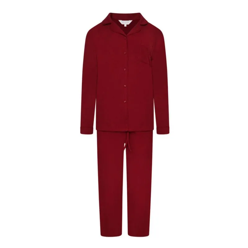 Children's Ribbed Trouser Sleep Set- Cherry