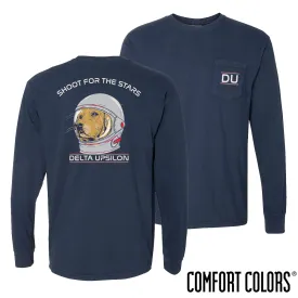 Delta Upsilon Comfort Colors Astronaut Retriever Long Sleeve Tee