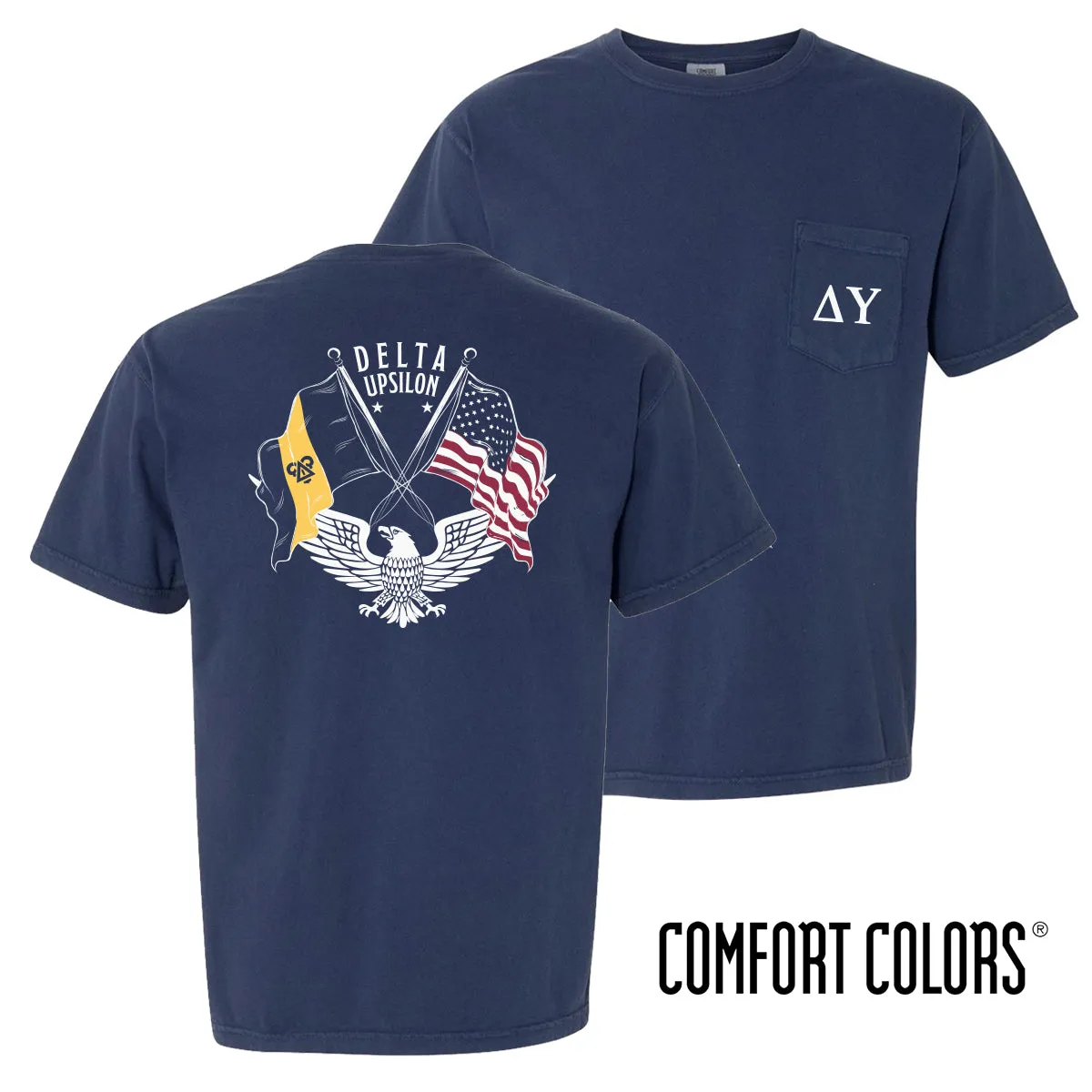 Delta Upsilon Comfort Colors Navy Patriot tee