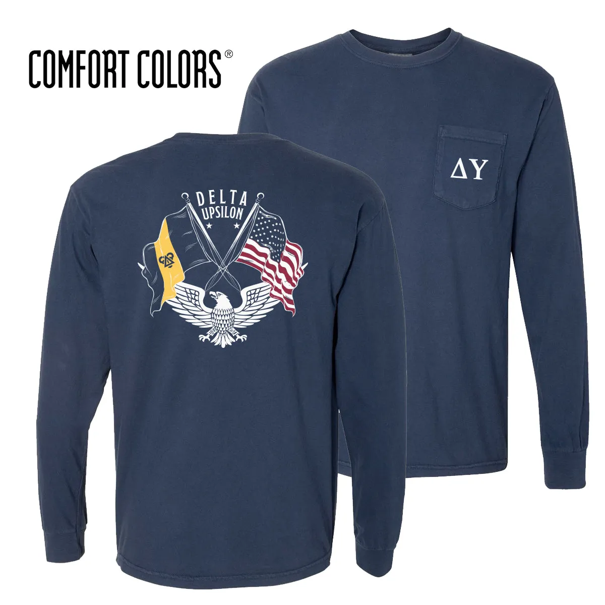 Delta Upsilon Comfort Colors Navy Patriot tee