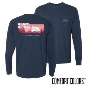 Delta Upsilon Comfort Colors Wander Often Long Sleeve Pocket Tee