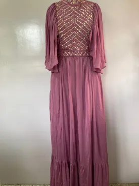 Designer Purple Indo-Western Dress with Butterfly Sleeves