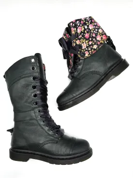 DR. MARTENS TRIUMPH BLACK MIRAGE FLORAL UK 6 - Pre-Loved