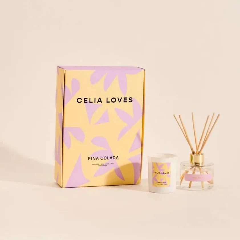 DUO SET Pina Colada Diffuser   Mini Candle