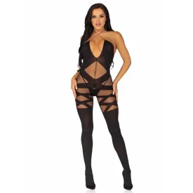 Feels Like Love Opaque Bodystocking - One Size -  Black