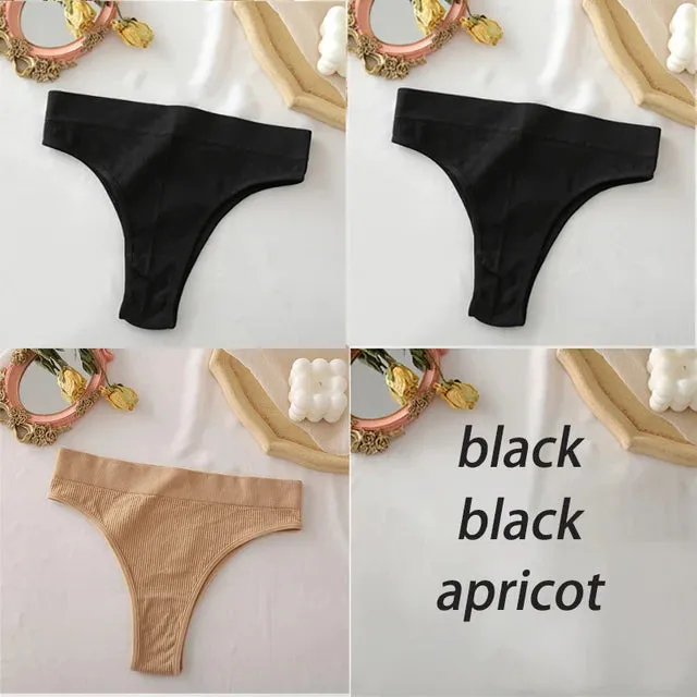 FINETOO Women's Panties Seamless High Waisted Underwear Women Comfortable Panties Women Sexy Underpants For Women 3PCS/Set