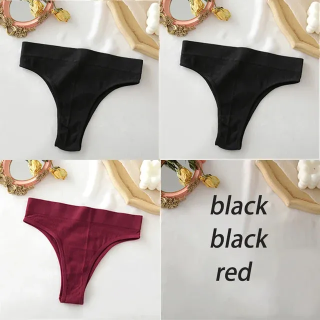 FINETOO Women's Panties Seamless High Waisted Underwear Women Comfortable Panties Women Sexy Underpants For Women 3PCS/Set