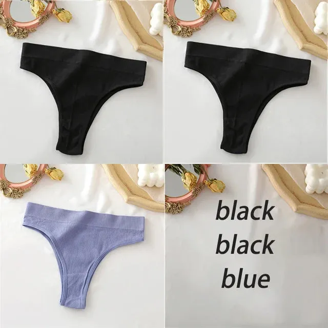 FINETOO Women's Panties Seamless High Waisted Underwear Women Comfortable Panties Women Sexy Underpants For Women 3PCS/Set