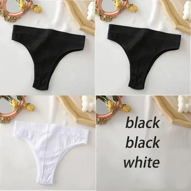 FINETOO Women's Panties Seamless High Waisted Underwear Women Comfortable Panties Women Sexy Underpants For Women 3PCS/Set