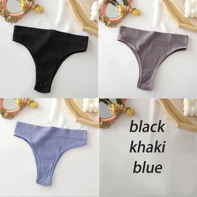 FINETOO Women's Panties Seamless High Waisted Underwear Women Comfortable Panties Women Sexy Underpants For Women 3PCS/Set