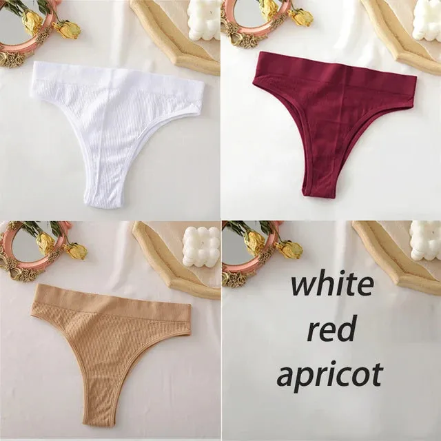 FINETOO Women's Panties Seamless High Waisted Underwear Women Comfortable Panties Women Sexy Underpants For Women 3PCS/Set