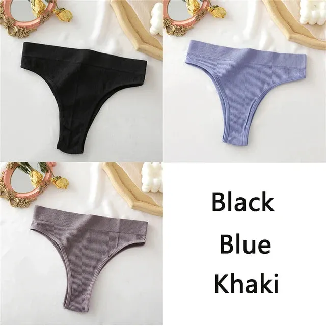 FINETOO Women's Panties Seamless High Waisted Underwear Women Comfortable Panties Women Sexy Underpants For Women 3PCS/Set