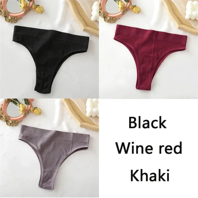 FINETOO Women's Panties Seamless High Waisted Underwear Women Comfortable Panties Women Sexy Underpants For Women 3PCS/Set