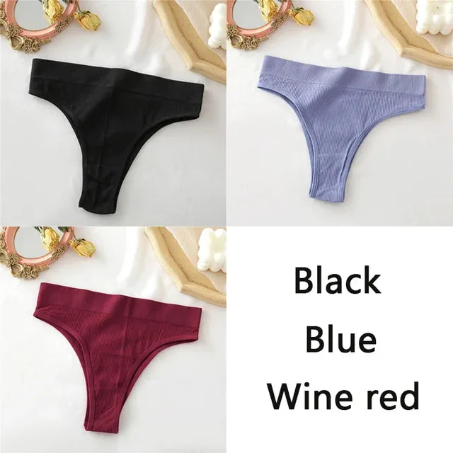 FINETOO Women's Panties Seamless High Waisted Underwear Women Comfortable Panties Women Sexy Underpants For Women 3PCS/Set