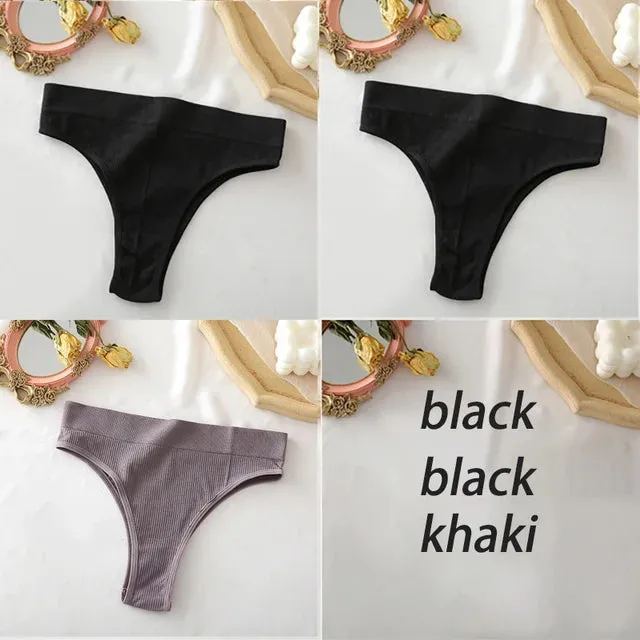 FINETOO Women's Panties Seamless High Waisted Underwear Women Comfortable Panties Women Sexy Underpants For Women 3PCS/Set