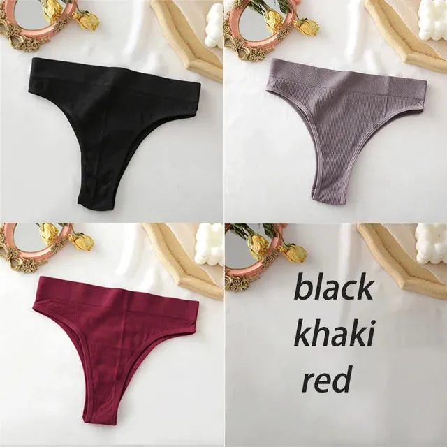 FINETOO Women's Panties Seamless High Waisted Underwear Women Comfortable Panties Women Sexy Underpants For Women 3PCS/Set