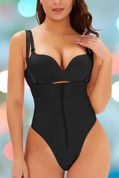 Full Size Adjustable Strap Zip-Up Shaping Bodysuit