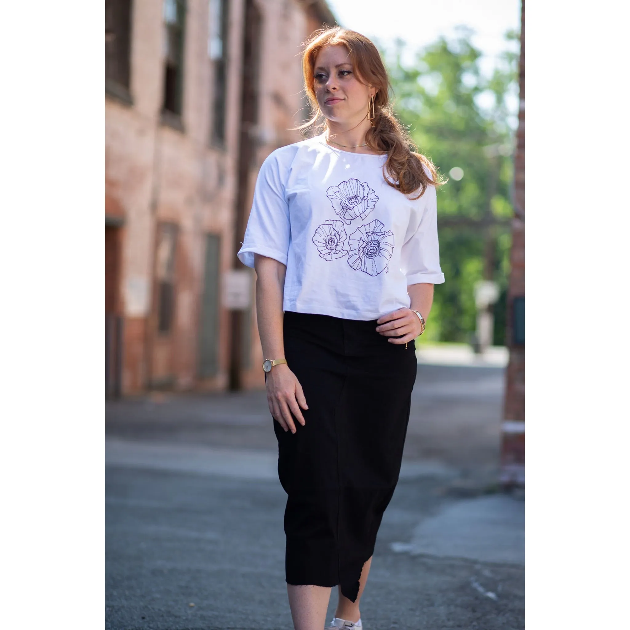 Half Sleeve Flower Tee by Adina LV