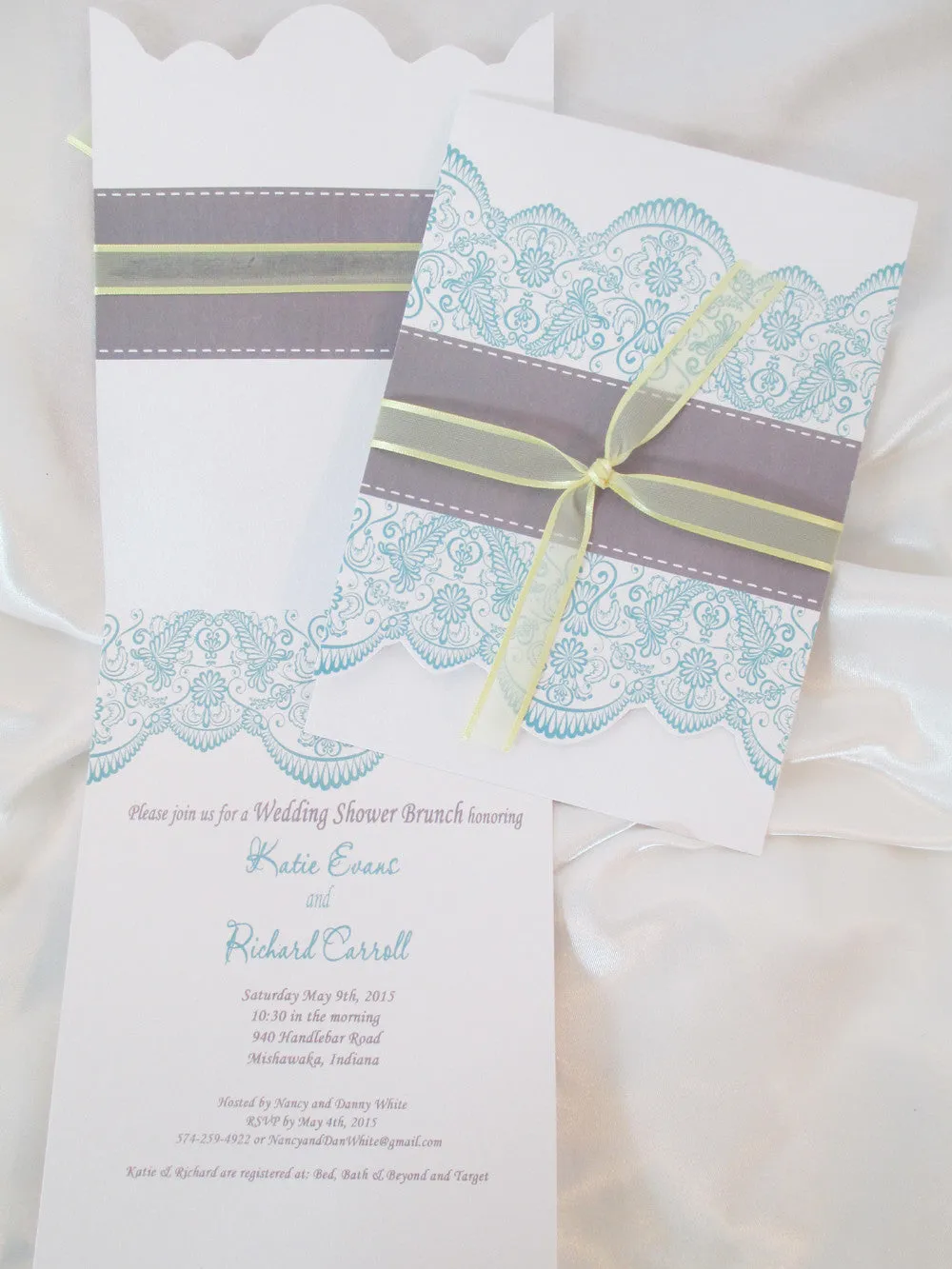 Lace Cutout Foldover Bridal Shower Invite