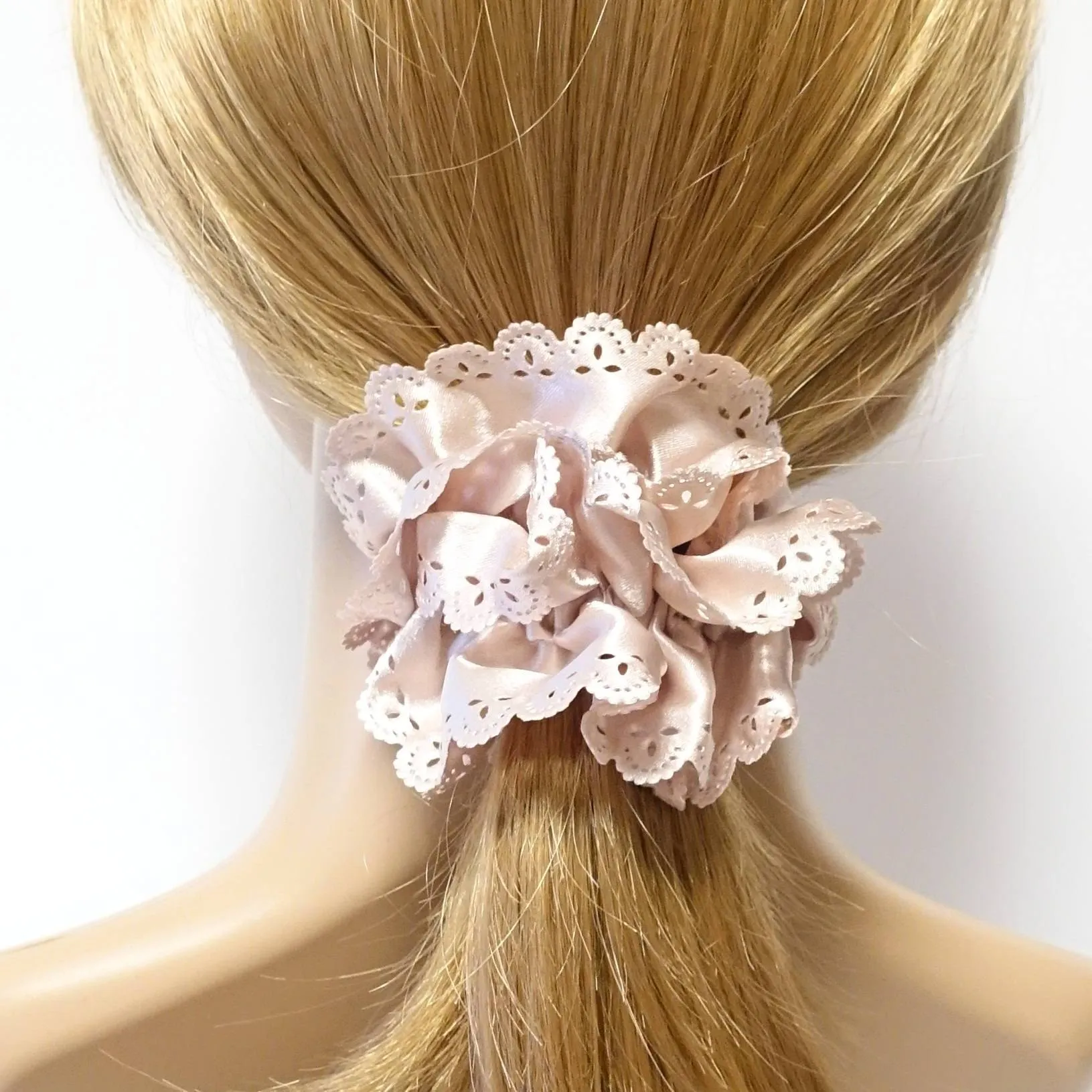 Lace edge scrunchies Glossy Satin Women Hair Elastics Scrunchies