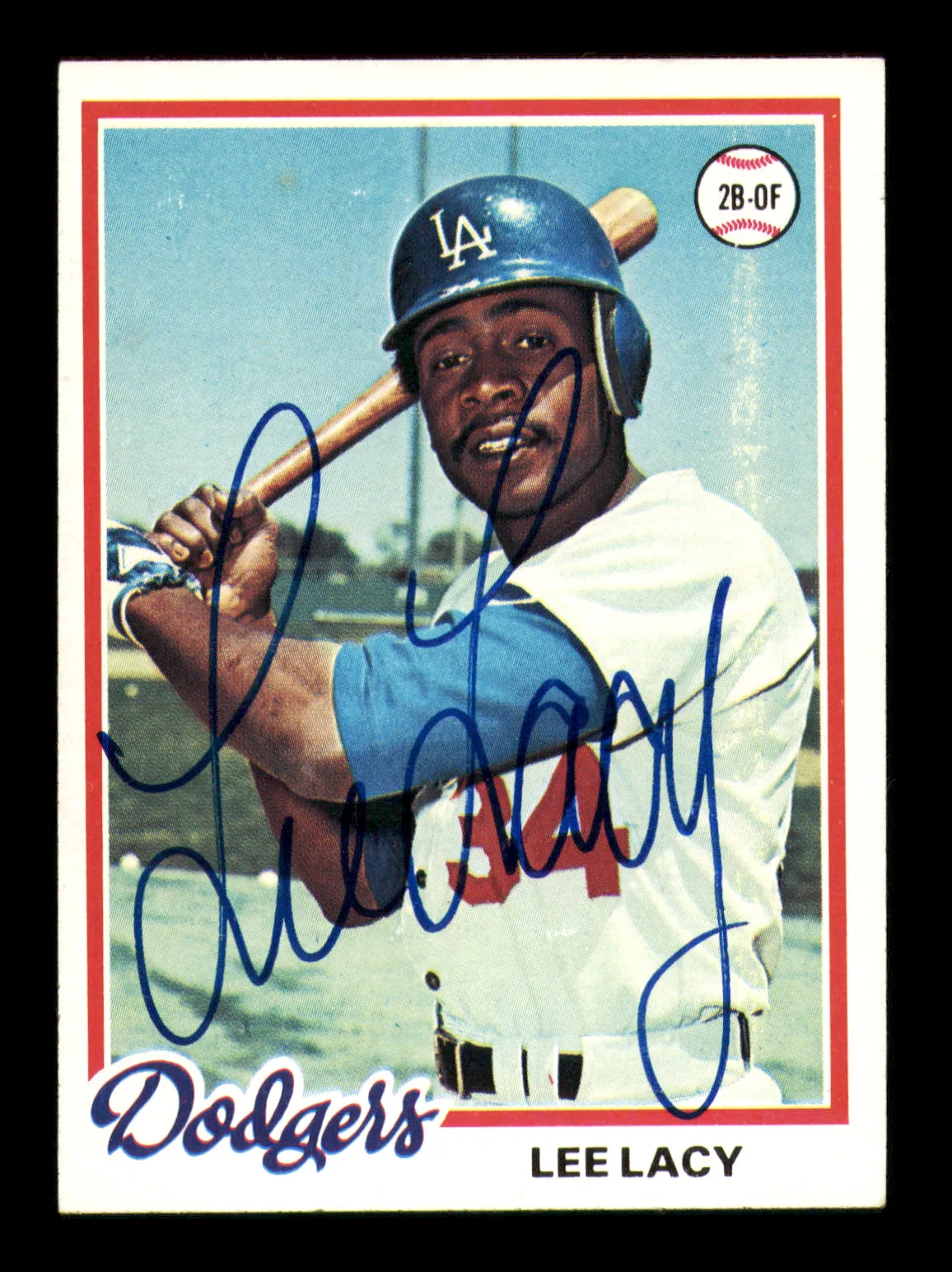 Lee Lacy Autographed 1978 Topps Card #104 Los Angeles Dodgers SKU #213370