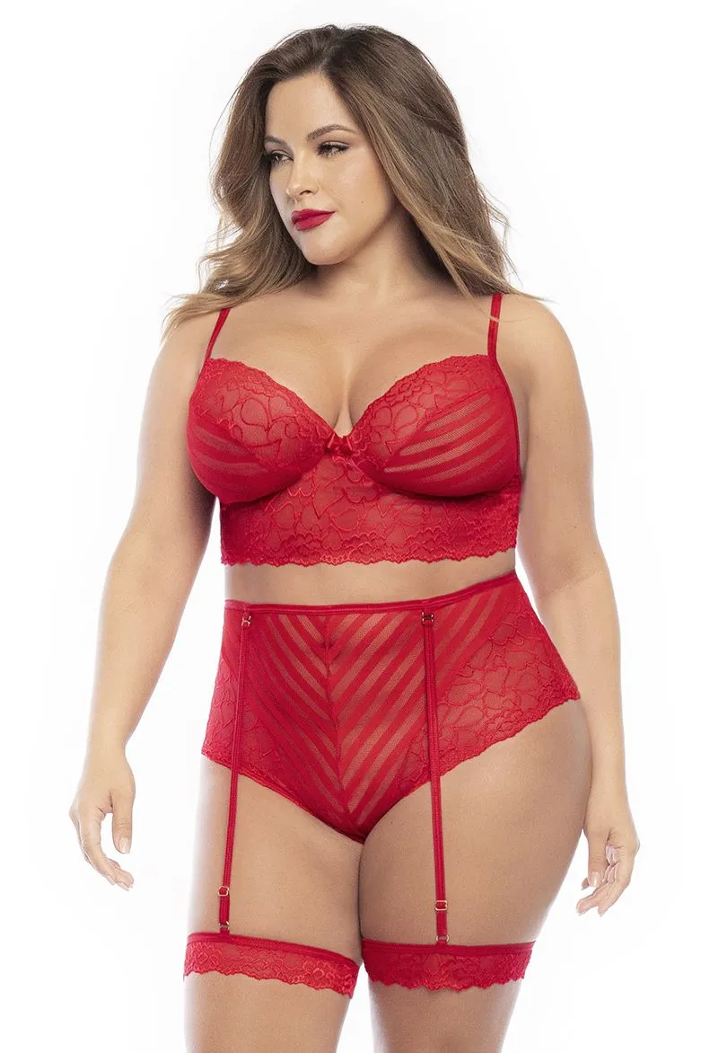 Mapale 8815X Curvy Size Two Piece Lingerie Set Color Red