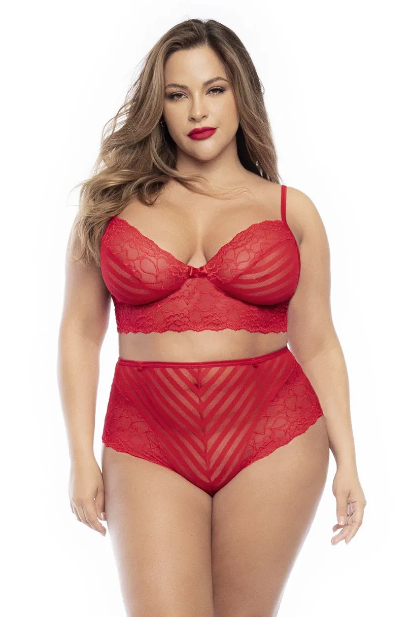 Mapale 8815X Curvy Size Two Piece Lingerie Set Color Red