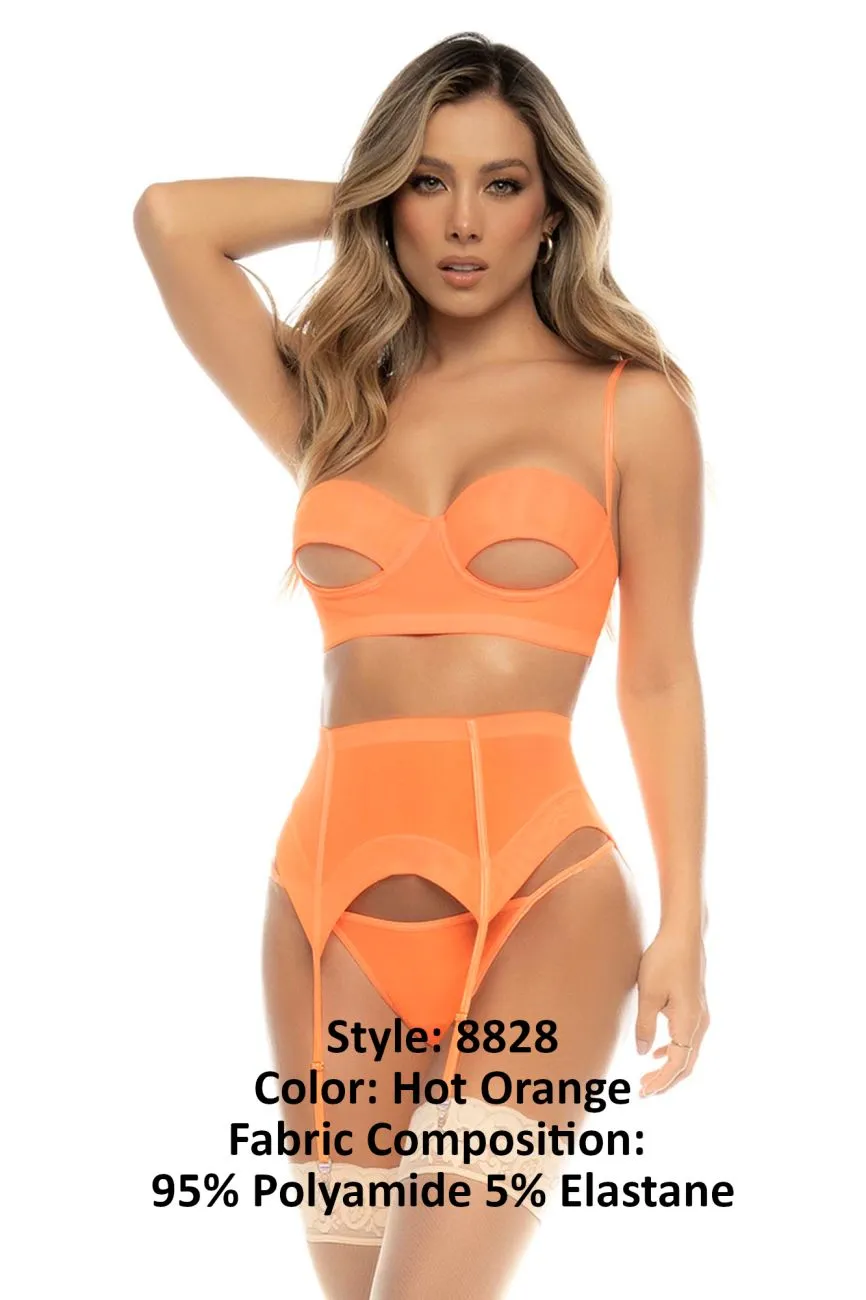 Mapale 8828 Sasha Three Piece Lingerie Set Color Hot Orange