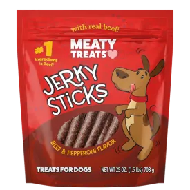 Meaty Treats Beef & Pepperoni Flavor Jerky Sticks for Dogs Soft Dog Treats