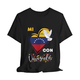 MI CORAZON CON VENEZUELA PAZ Unisex Camisa Camiseta Tee T-Shirt Free Shipping