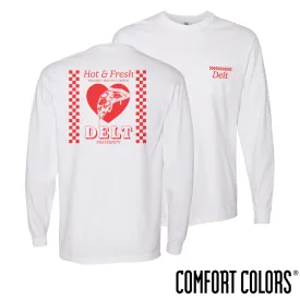 New! Delt Comfort Colors Hot and Fresh Pizza Long Sleeve Tee