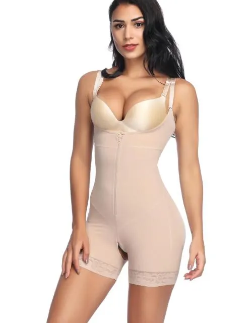 Open Bust Bodysuit Waist Corset Body Shaper Strap Underwear Girdles