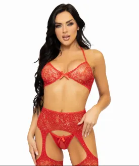 Opposites Attract Bra and Panty Set - O/S (Red)