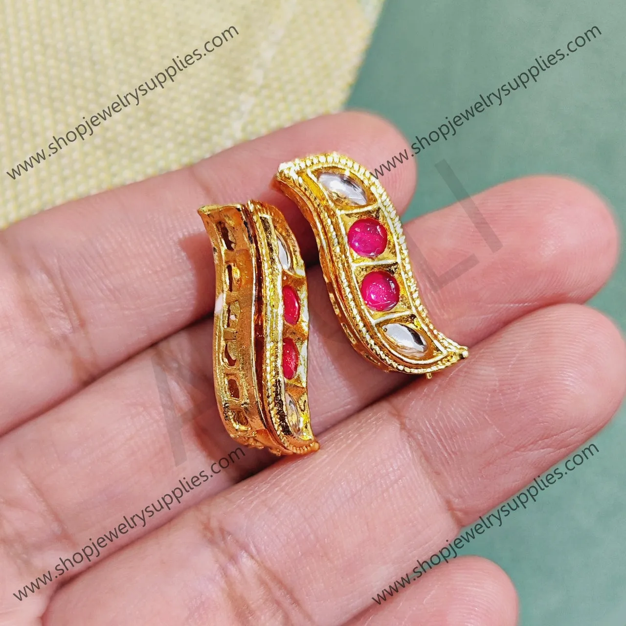 Pink jadau kundan for invisible necklace affordable artificial stone 1 piece IAJK02