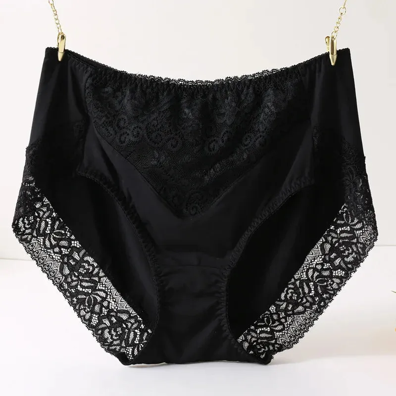 Plus Size Women Panties Sexy Lace Comfortable High Waist Milk Silk Panties for Women Underwear Ladies Briefs of Large Size XXXL