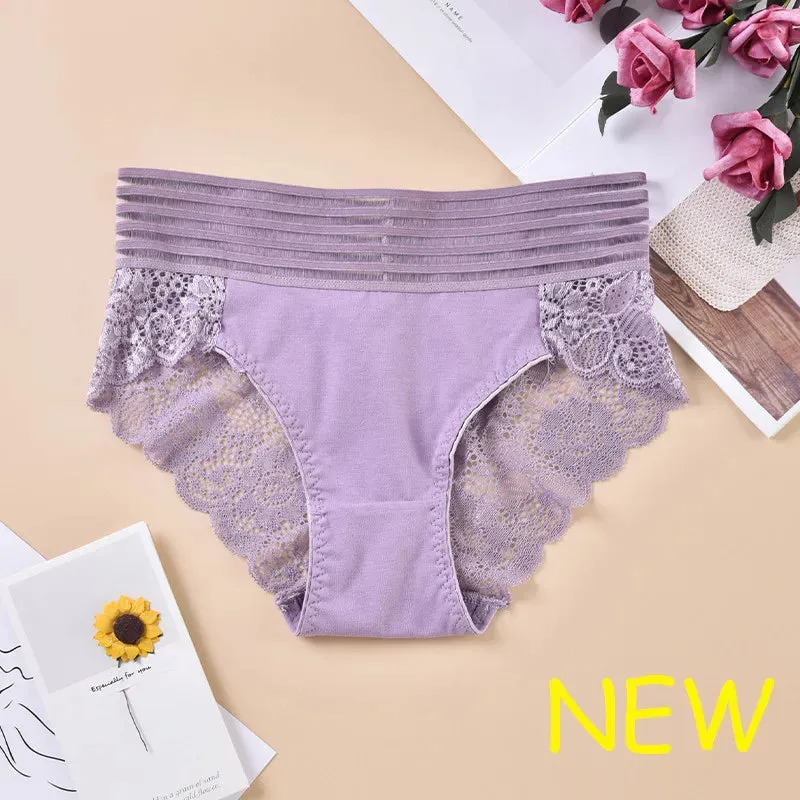 S-4XL Sexy Cool Lace Transparent Women Underwear Mid Waist Embroidered Temptation Panties Breathable Hollow Comfortable Lingerie