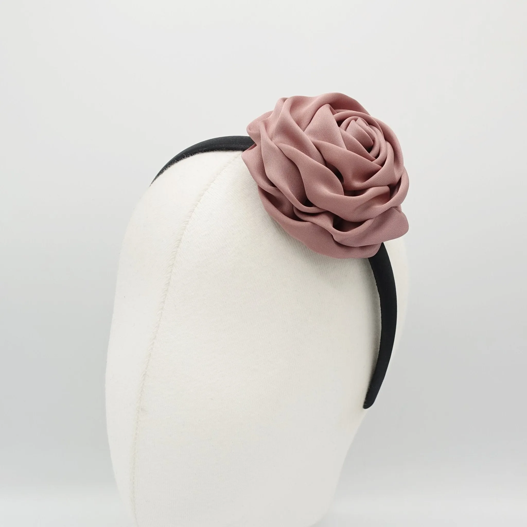 satin rose decorated black satin headband flower hairband simple women hair accessory