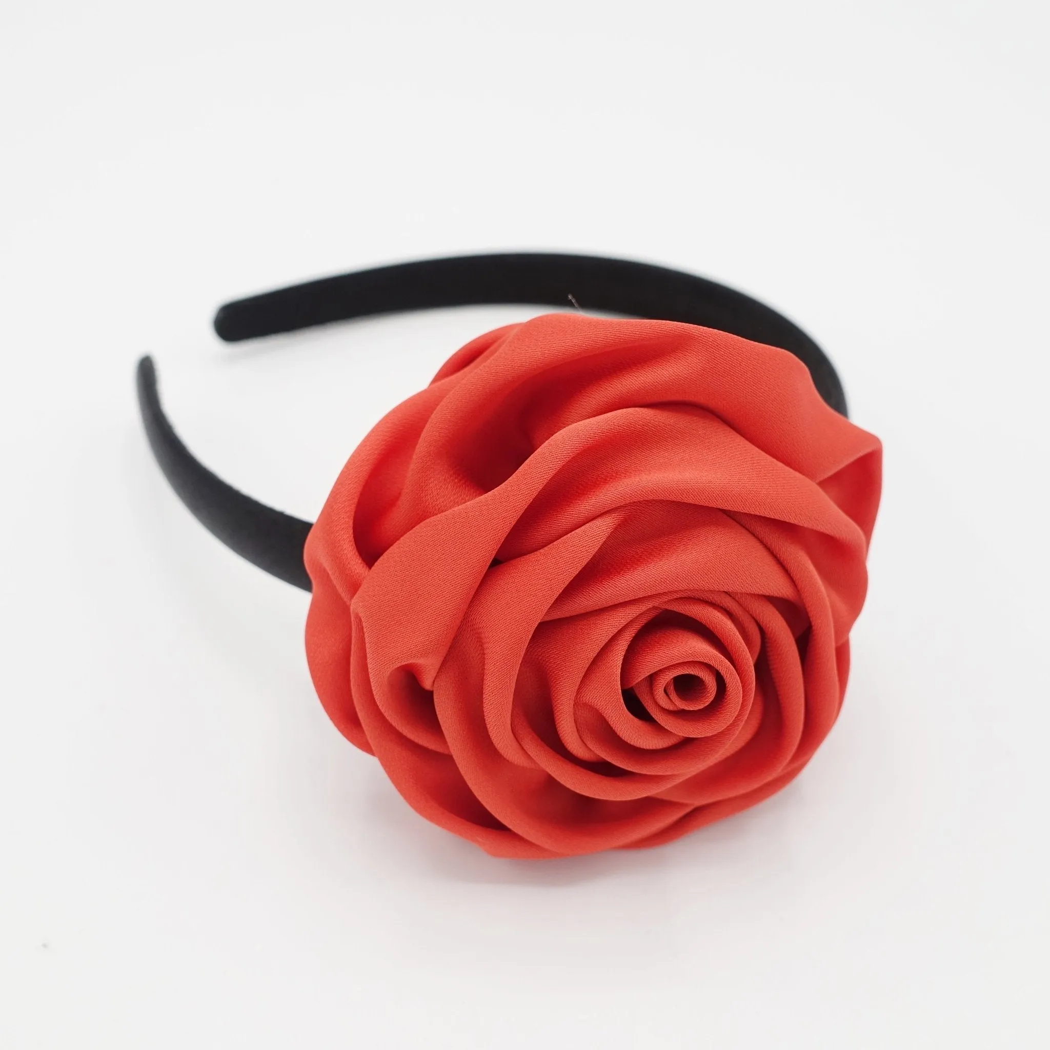 satin rose decorated black satin headband flower hairband simple women hair accessory