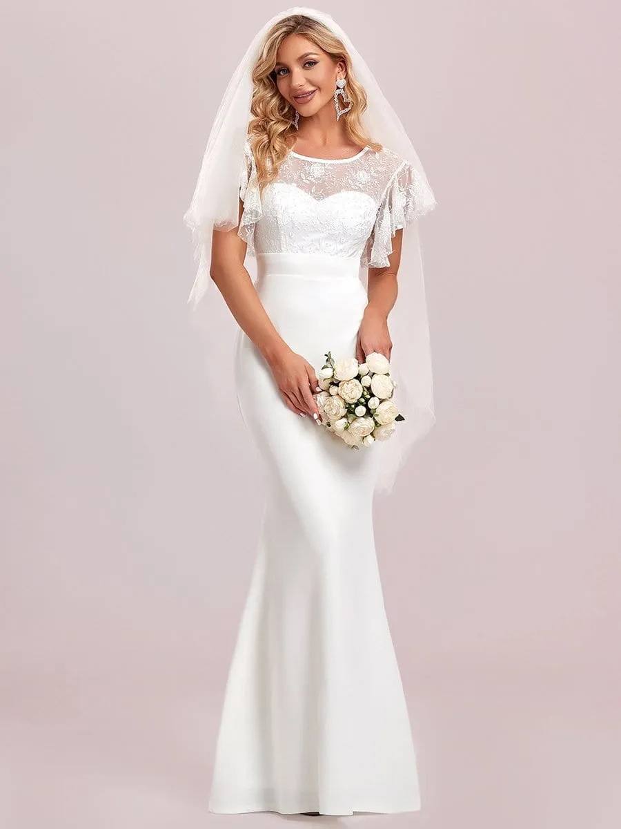 Short Sleeve Lace Fishtail Wedding Dress