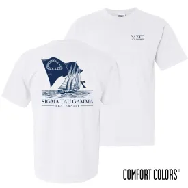 Sig Tau Comfort Colors White Seafarer Short Sleeve Tee