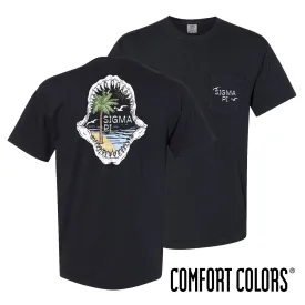 Sigma Pi Comfort Colors Shark Bite Black Short Sleeve Pocket Tee