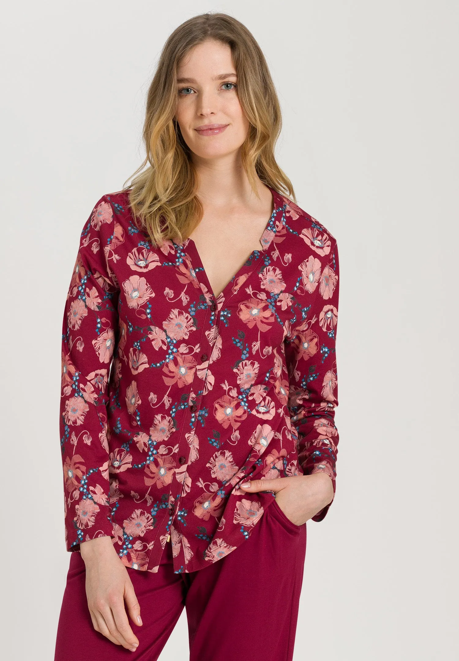 Sleep And Lounge Button Front Shirt | Floral Joy 77934-2983