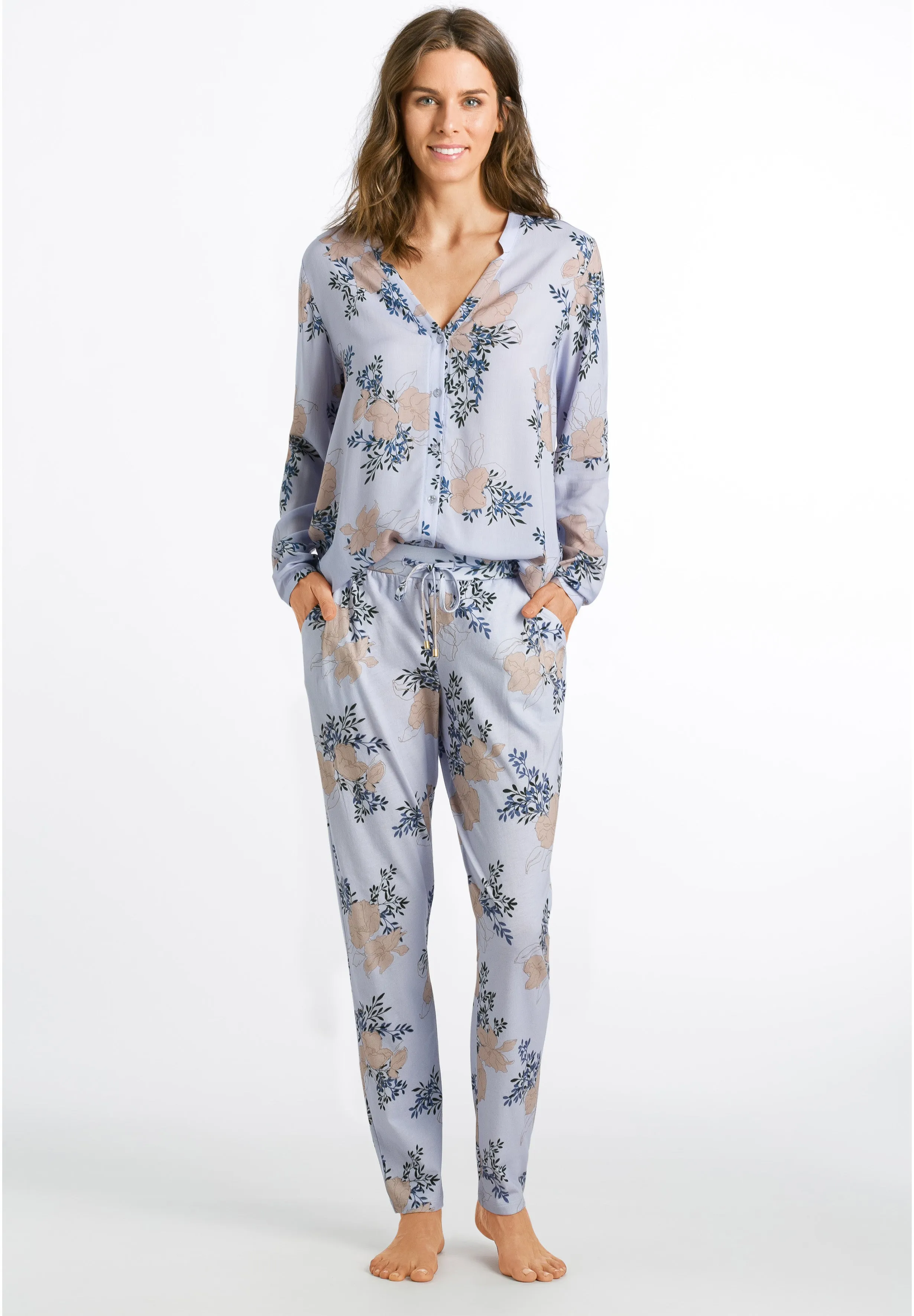 Sleep And Lounge Button Front Shirt | Marble Flowers 77611-2069