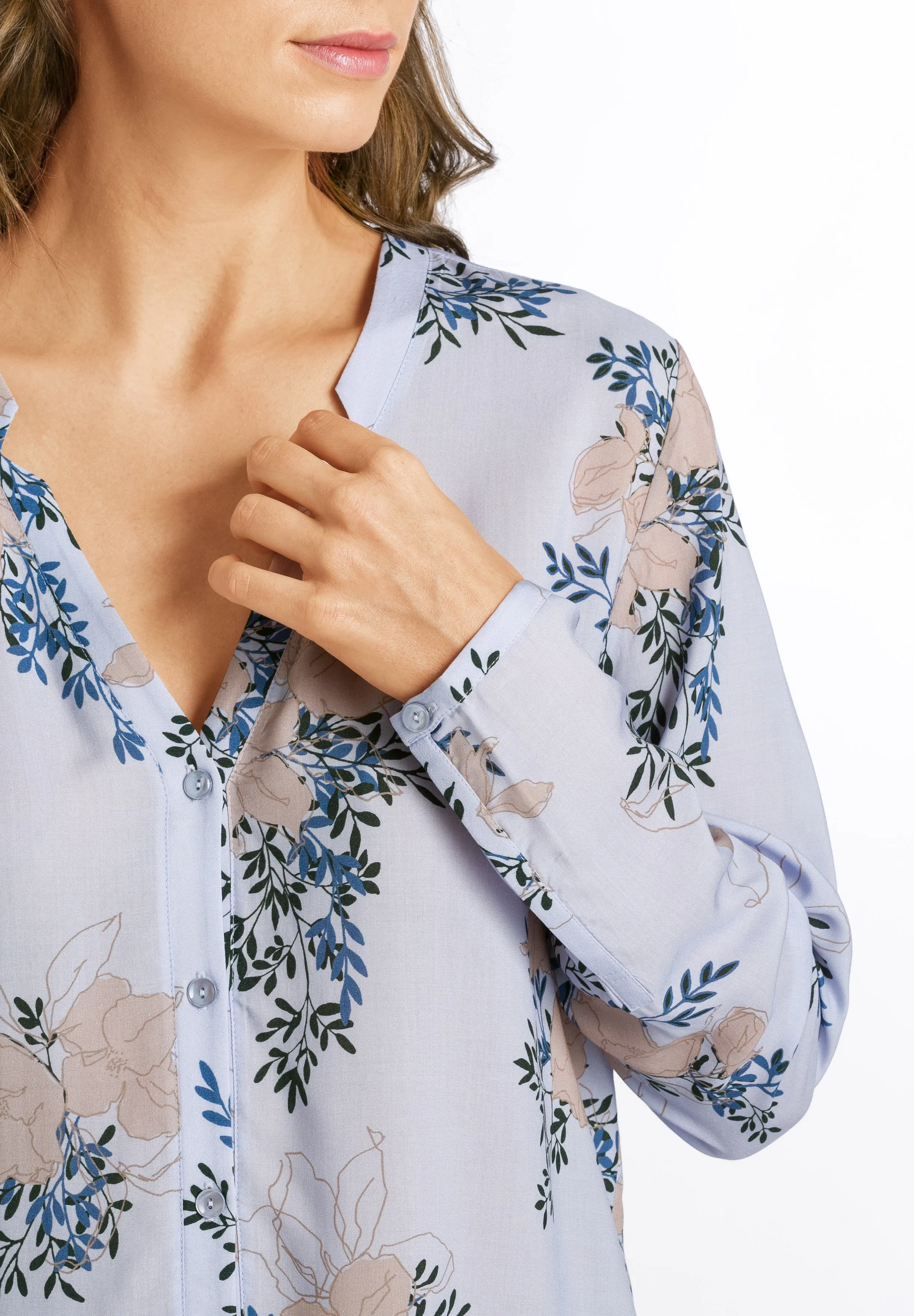 Sleep And Lounge Button Front Shirt | Marble Flowers 77611-2069